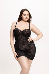 House of Desire Savannah Lace Push Up Chemise & G-string Set Black