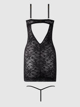 House of Desire Savannah Lace Push Up Chemise & G-string Set Black