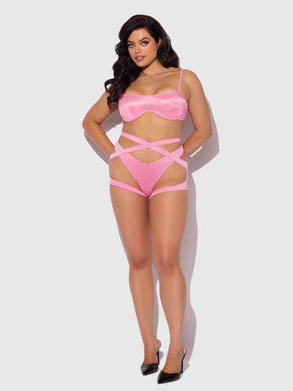House of Desire Zoe Oil Slick Bra Set Bubblegum Pink