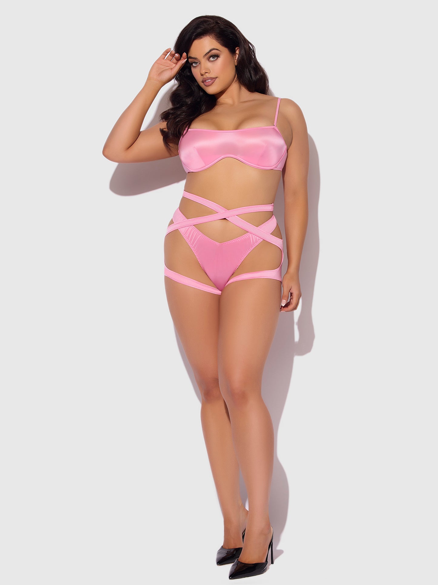 House of Desire Zoe Oil Slick Bra Set Bubblegum Pink