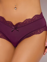 House of Desire Vera Micro & Lace Trim G-string Plum