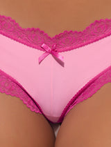 House of Desire Vera Micro & Lace Trim G-string Taffy Pink & Pink Dragon