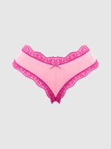 House of Desire Vera Micro & Lace Trim G-string Taffy Pink & Pink Dragon