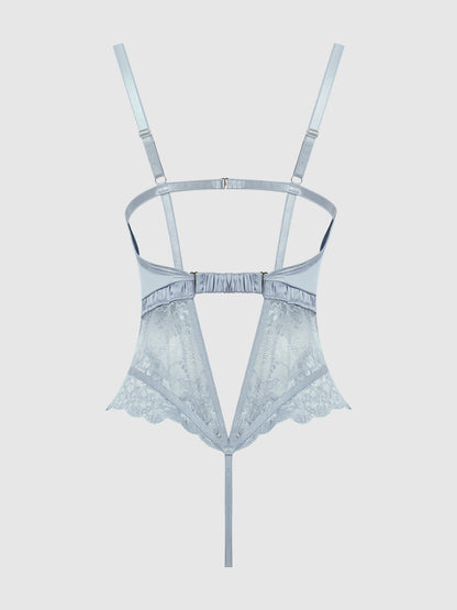 House of Desire Sienna Satin & Lace Wireless Teddy