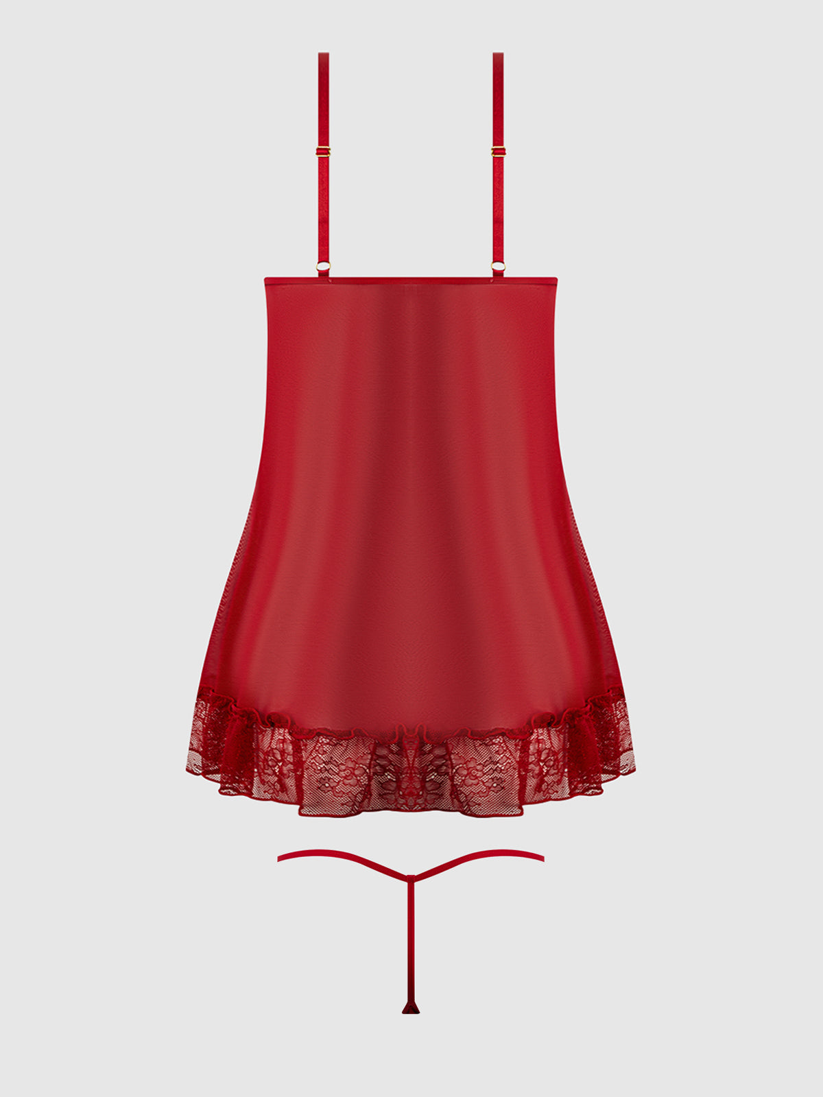 House of Desire Kiki Lace Babydoll Set Crimson Red