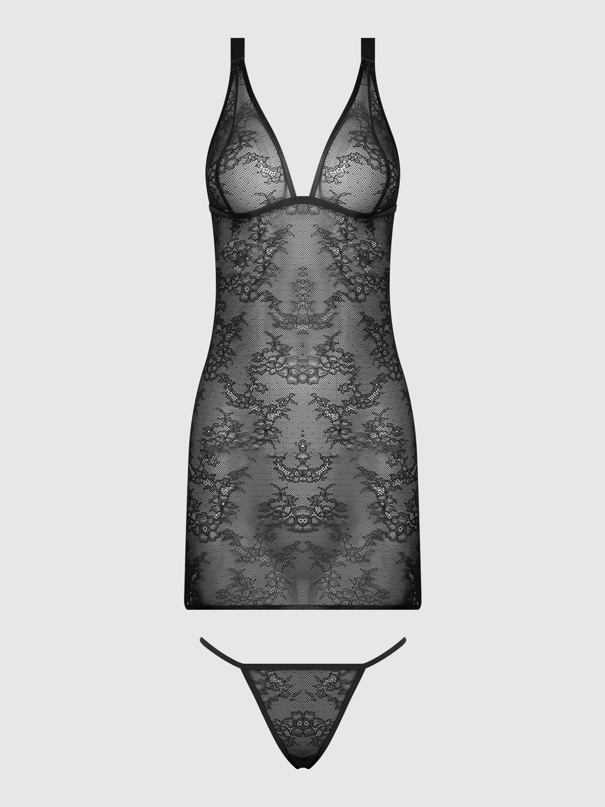 House of Desire Kiki Lace Chemise Open Strappy Caged Back Black