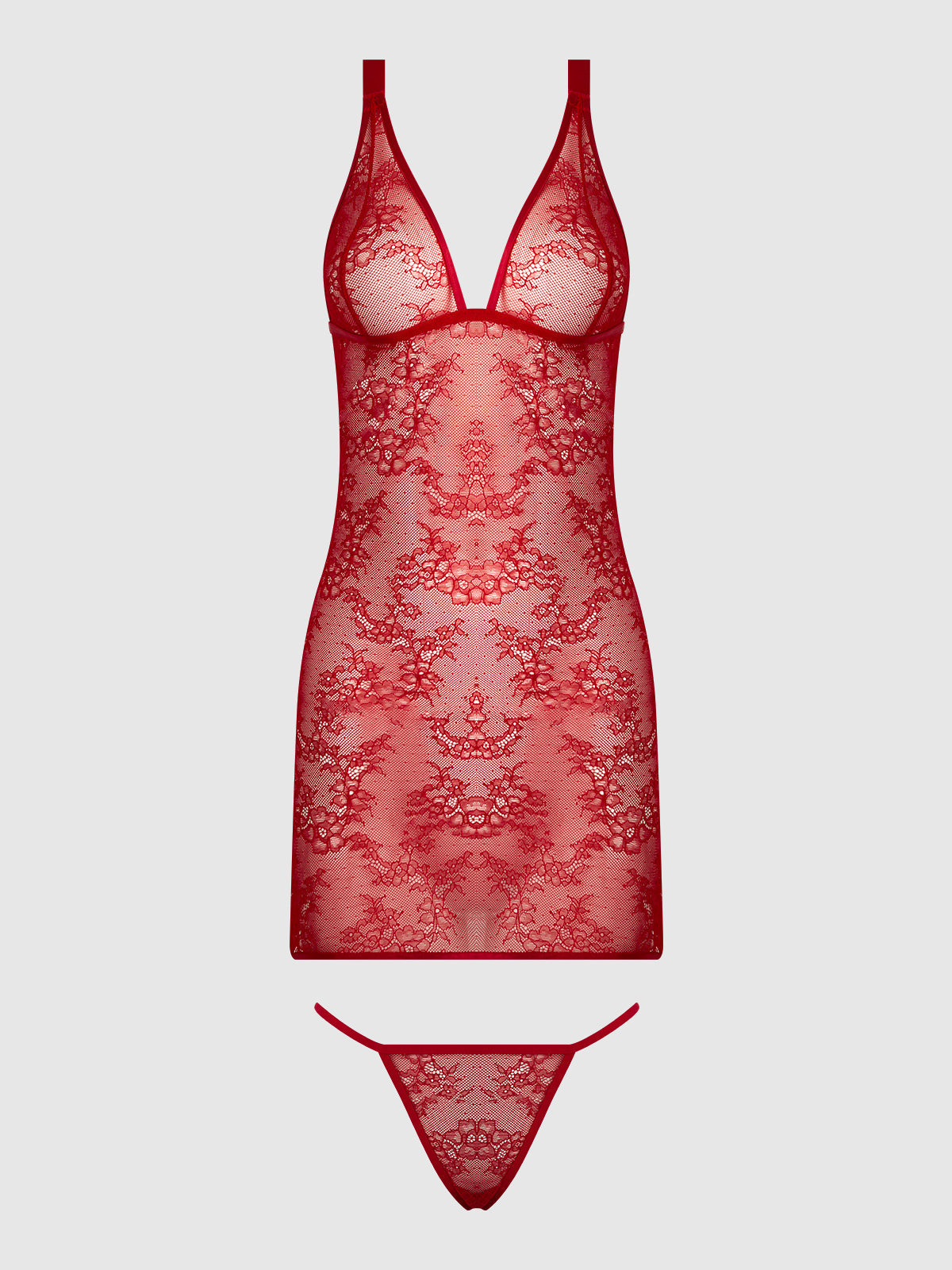 House of Desire Kiki Lace Chemise Open Strappy Caged Back Crimson Red