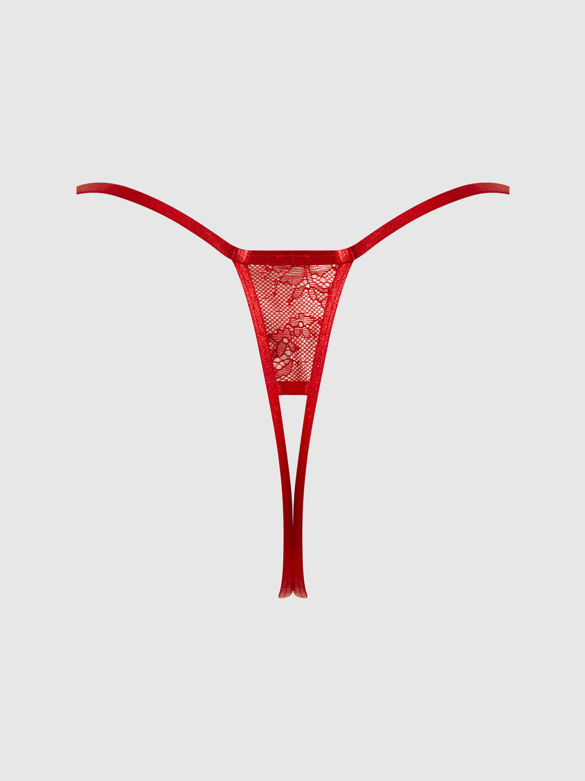 House of Desire Kiki Lace Crotchless & Side Slider Thong Crimson Red