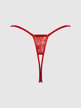 House of Desire Kiki Lace Crotchless & Side Slider Thong Crimson Red