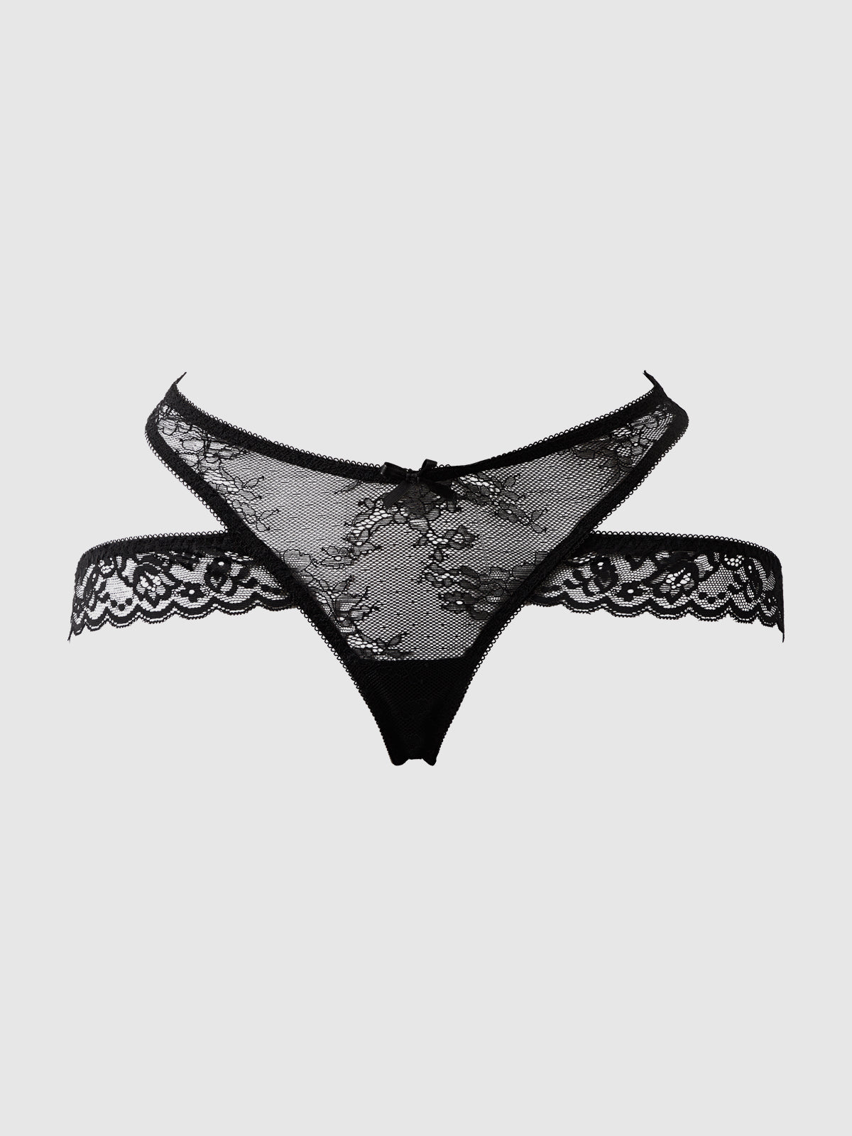 House of Desire Kiki Strappy & Backless Lace Tanga Black