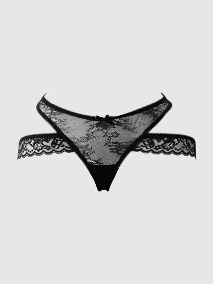 House of Desire Kiki Strappy & Backless Lace Tanga Black