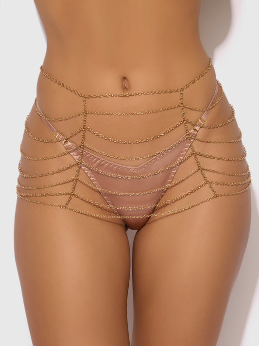 House of Desire Chain Draped Skirt Gold