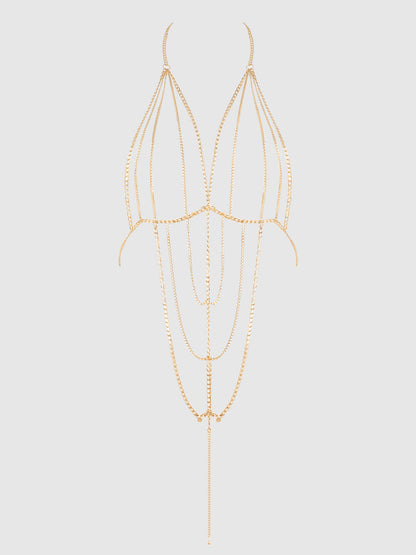 House of Desire Deep V-Plunge Chain Teddy Gold