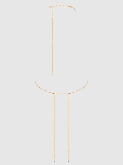 House of Desire Deep V-Plunge Chain Teddy Gold