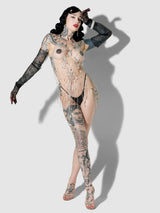 House of Desire Rhinestone Butterfly Chemise Silver