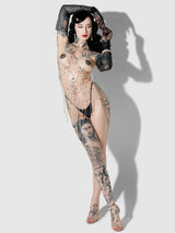 House of Desire Rhinestone Butterfly Chemise Silver