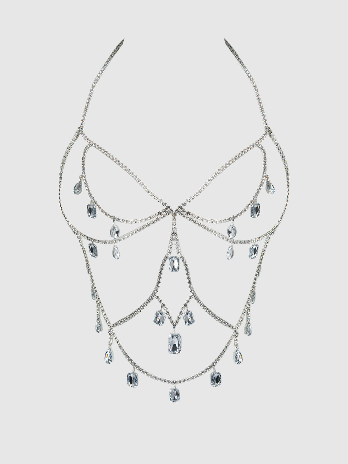 House of Desire Oversized Rhinestone Top Silver