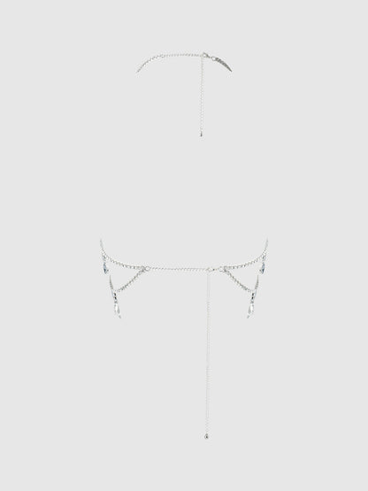 House of Desire Oversized Rhinestone Top Silver