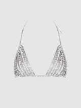 Rhinestone Multi Stone Bra Silver