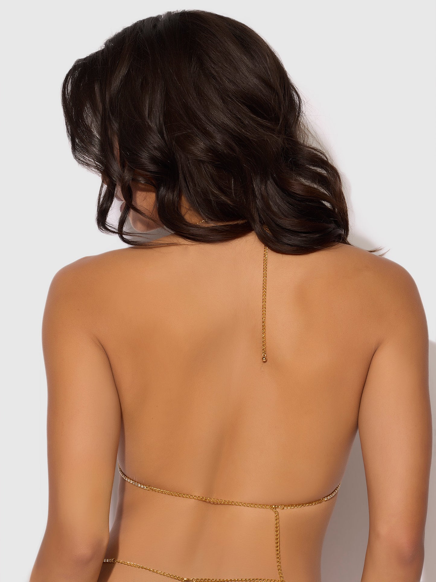 House of Desire Rhinestone Swirl Knot Bralette Bra Gold