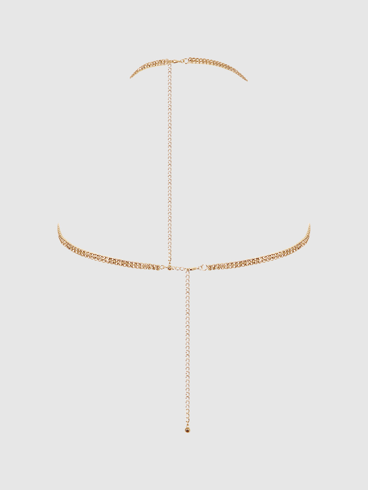 House of Desire Rhinestone Dangle V-Neck Bra Gold