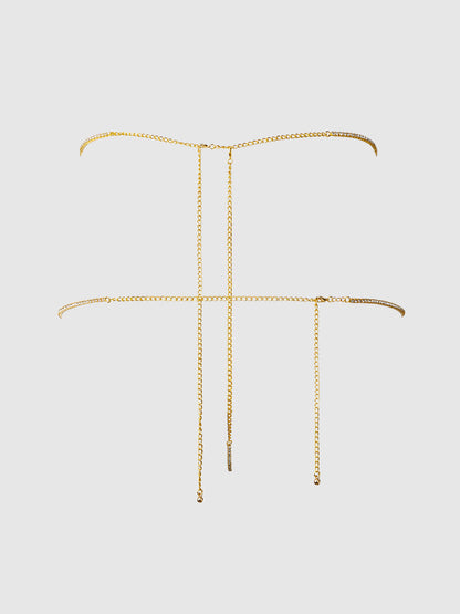 House of Desire Rhinestone Swirl Knot Panty G-String Gold