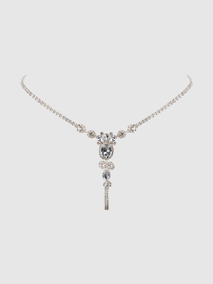 House of Desire Ornate Rhinestone G-String Silver