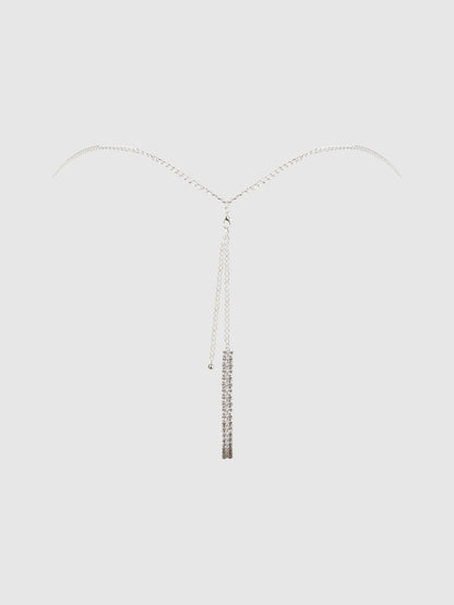 House of Desire Ornate Rhinestone G-String Silver