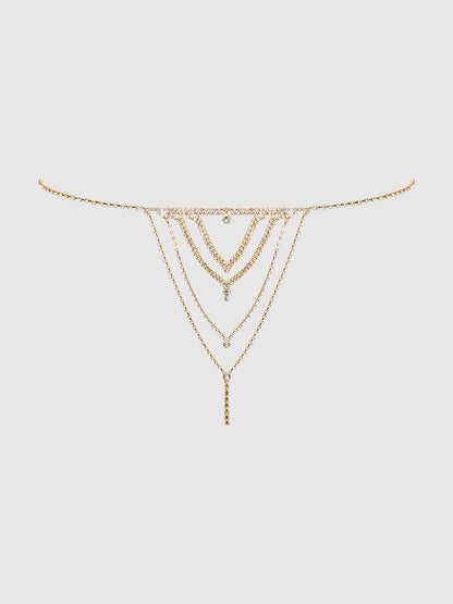House of Desire Rhinestone V-Front G-String Panty Gold