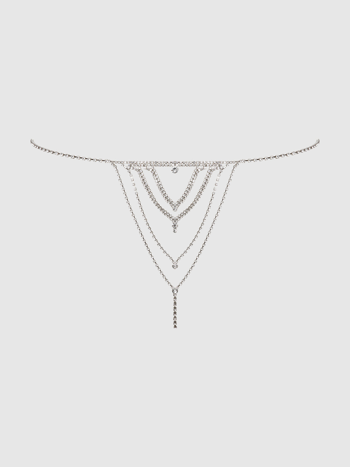House of Desire Rhinestone V-Front G-String Panty Silver