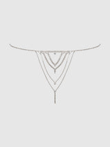 Rhinestone V-Front G-String Panty Silver