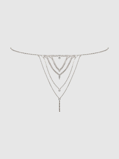 House of Desire Rhinestone V-Front G-String Panty Silver