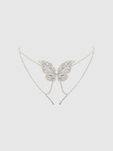 Rhinestone & Pearl Butterfly Panty Silver