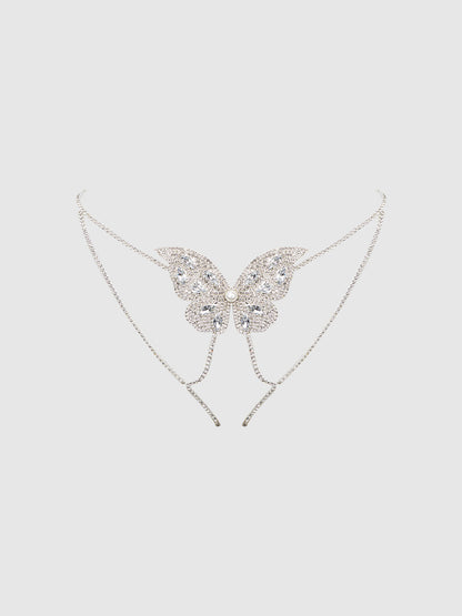 House of Desire Rhinestone & Pearl Butterfly Panty Silver