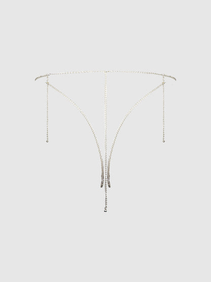 House of Desire Rhinestone & Pearl Butterfly Panty Silver