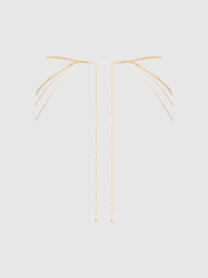 House of Desire Chain Draped Side Thong Gold
