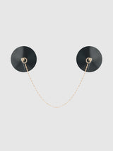 House of Desire Faux Leather & Chain Drape Pasties Black & Gold