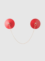 House of Desire Faux Leather & Chain Drape Pasties Red