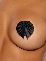 House of Desire Faux Leather & Satin Bow Pasties Black