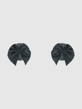 House of Desire Faux Leather & Satin Bow Pasties Black