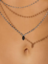 Rhinestone & Leather-Like Draped Pasties Black Silver