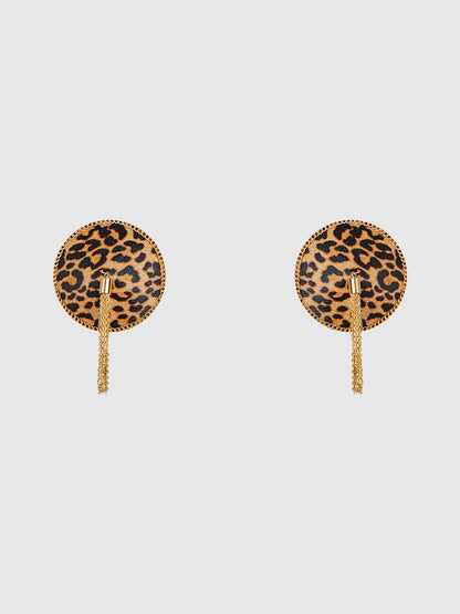 House of Desire Leopard & Gold Chain Round Tassel Pasties