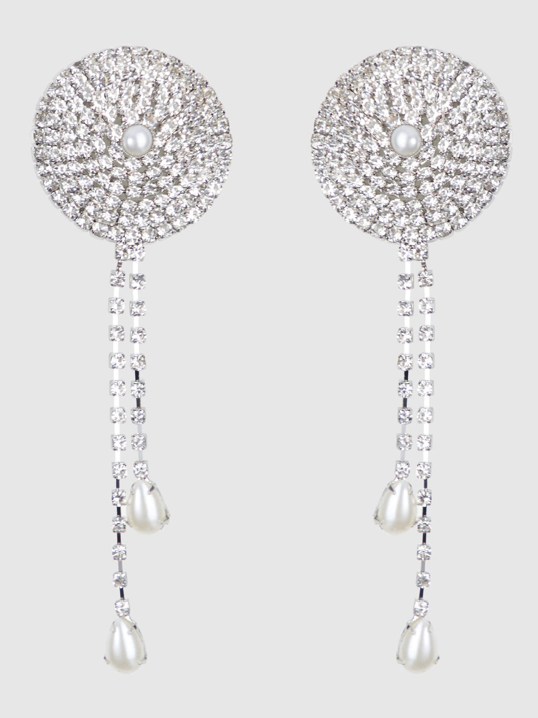 House of Desire Rhinestone & Pearl Dangle Pasties Silver
