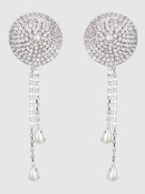House of Desire Rhinestone & Pearl Dangle Pasties Silver