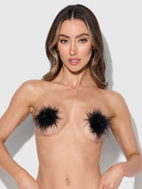 House of Desire Round Feather Pasties Black