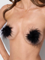 House of Desire Round Feather Pasties Black
