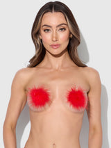 House of Desire Round Feather Pasties Crimson Red