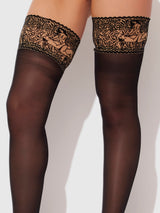 House of Desire Sheer Thigh Highs with Hug Position Black
