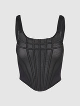 House of Desire Chantal Mesh Bustier & G-string Set Black