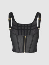 House of Desire Chantal Mesh Bustier & G-string Set Black